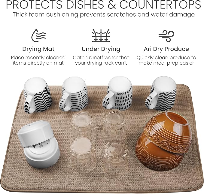 Bellemain XXL Dish Mat 24" x 17" Microfiber Dish Drying Mat, Super absorbent - Image 5