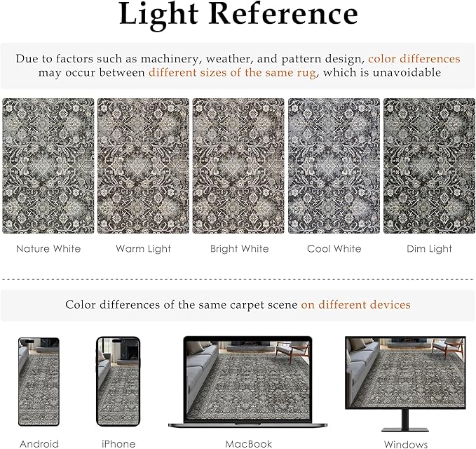 Black Runner Rug 3x8 Vintage Area Carpet Hallway Long Indoor Kitchen Washable Living Room Low Pile Traditional Distressed Retro Accent Throw Rug Non Slip Laundry Bathroom Office Dining Room
