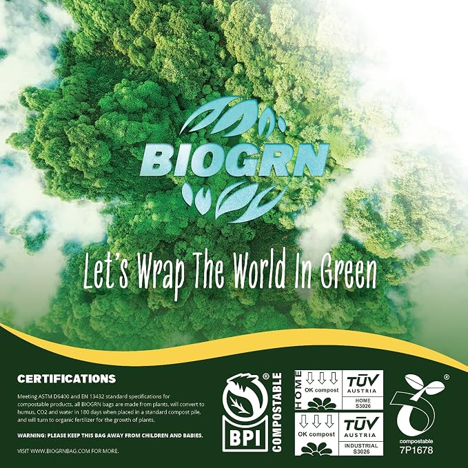 2.6-3 Gallon Compostable Trash Bags Drawstring 50 Bags Extra Thick 1 Mil 11.36 - Image 6