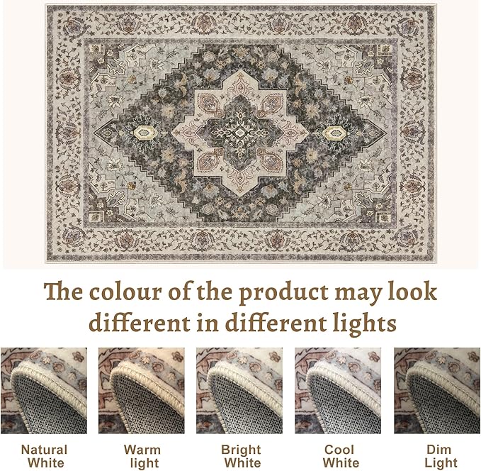 Tangsoo 2.6x8 Washable Runner Rug for Hallways, Non Slip Vintage, Soft Low Pile Long Runner, Print Distressed Grey Carpet Runners for Kitchen Bedroom Entryway Bathroom Living Room