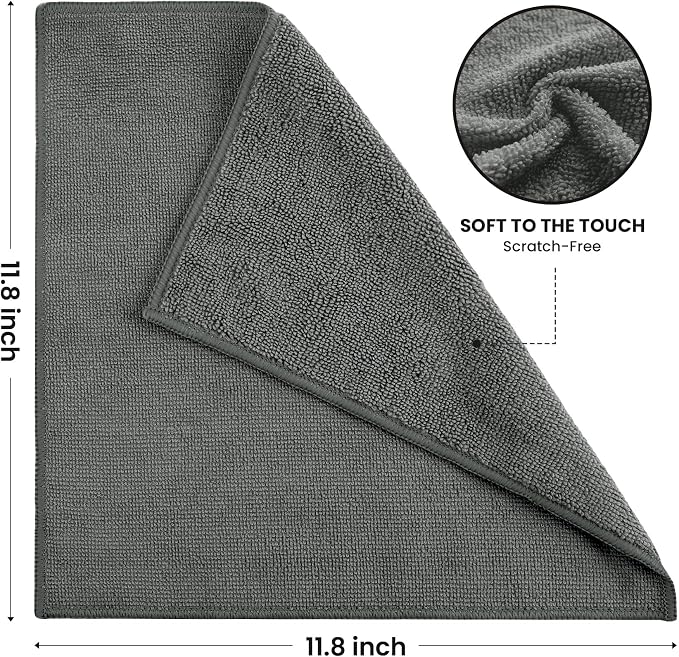 Microfiber Cleaning Cloth, 12 Pack Grey Cleaning Rags - Image 2