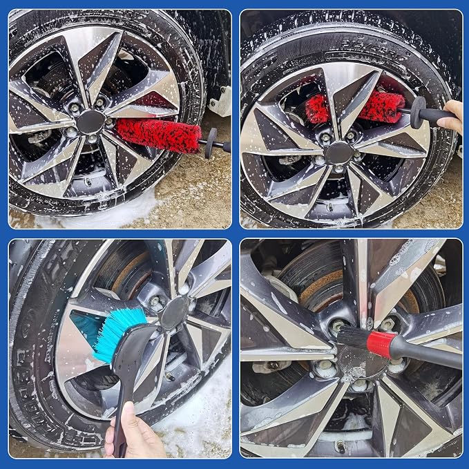 4 Pack Car Wheel and Tire Cleaner Brushes Kit Auto Motorcycle Rim Hub Ultra - Image 3