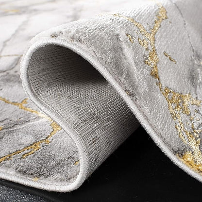 SAFAVIEH Craft Collection Accent Rug - 2' x 3', Grey & Gold, Contemporary Design, Stain Resistant, Ideal for High Traffic Areas in Hallway, Bathroom & Home Office (CFT877F-2)