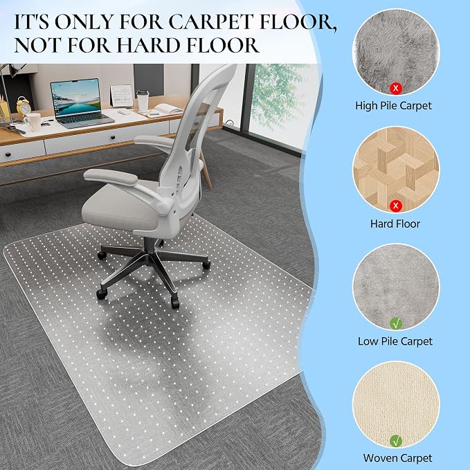 Office Chair Mat for Low Pile Carpet, Studded Carpet Floors Protector Mat for - Image 3