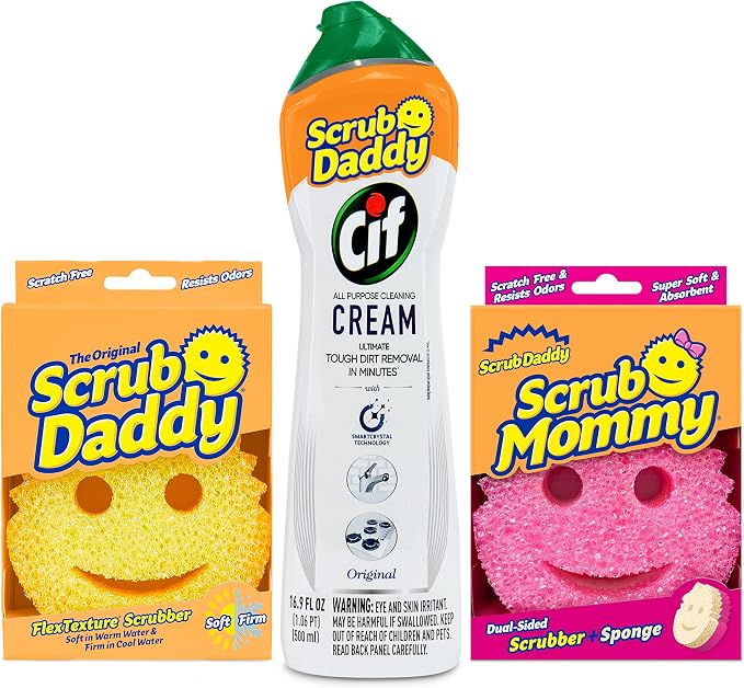 Scrub Daddy Sponges + Scrub Mommy + Cif All Purpose Cleaner, Original by ScrubDaddy