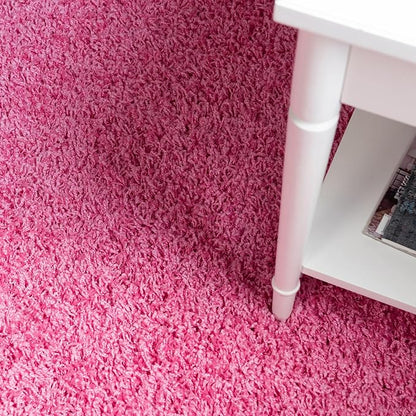 Unique Loom Solid Shag Collection Area Rug (3' 3" x 5' 3" Oval, Taffy Pink)