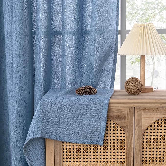 YoungsTex Denim Blue Linen Curtains 78 Inch Length - Image 7