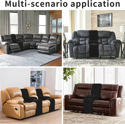 Easy-Going 2-Piece Recliner Console Cover for Reclining Loveseat Covers Stretch Jacquard Middle Console Cover for Recliner Couch and Sofa Black