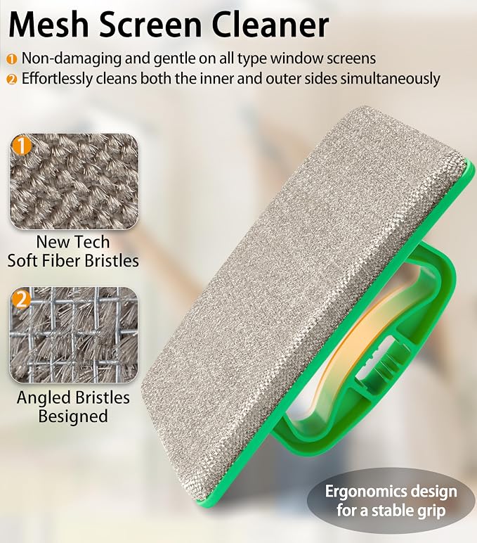 MyLifeUNIT Mesh Screen Cleaner, Detachable Window Screen Cleaning Brush Washing - Image 3