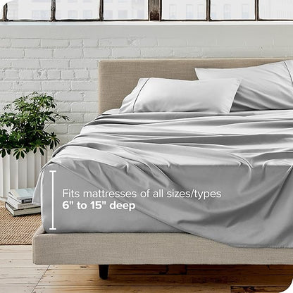 Bare Home Split Head Flex King Sheet Set - 1800 Ultra-Soft Microfiber Bed Sheets - Double Brushed - Deep Pockets - Easy Fit - 4 Piece Set - FlexTop King Bedding (Split Head Flex King, Cloud Grey)