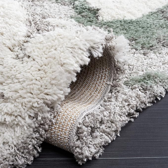 SAFAVIEH Horizon Shag Collection Accent Rug - 3' x 5', Grey & Green, Non-Shedding & Easy Care, 2.6-inch Thick Ideal for High Traffic Areas in Entryway, Living Room, Bedroom (HZN890Y)