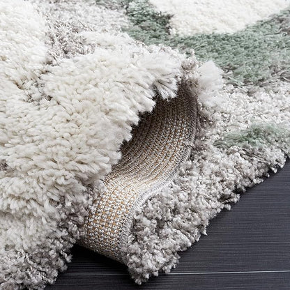 SAFAVIEH Horizon Shag Collection Accent Rug - 3' x 5', Grey & Green, Non-Shedding & Easy Care, 2.6-inch Thick Ideal for High Traffic Areas in Entryway, Living Room, Bedroom (HZN890Y)
