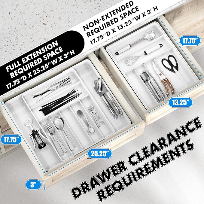 Simple Houseware Expandable & Adjustable Cutlery Drawer Organizer - Image 2