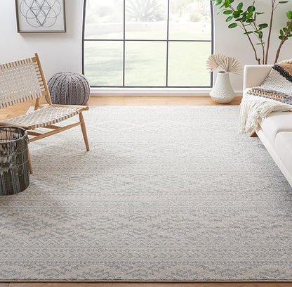 SAFAVIEH Area Rug 8x10 - Tulum Collection - Large - Ivory & Light Grey, Moroccan Boho Tribal Design, Non-Shedding & Easy to Clean, Ideal for Living Room, Bedroom, Dining Space (TUL272G)