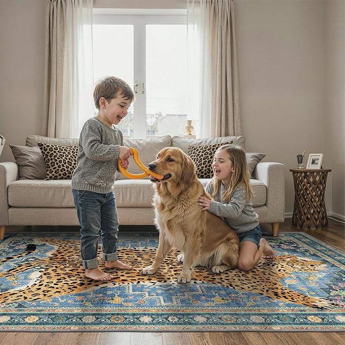 Bavni 2x6 Leopard Rug, Machine Washable Soft Cheetah Animal Print Runner Rug - Image 6