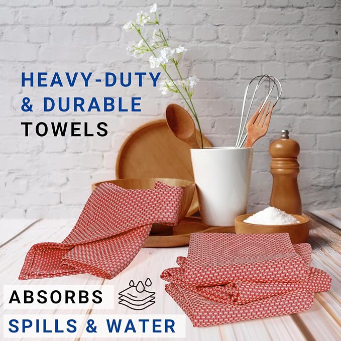 TWINY Threads 4-Pack Cotton Kitchen Towels, 18x28 Inches, Soft & Absorbent Dish - Image 4