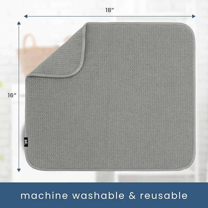 S&T INC. Dish Drying Mat, 16” x 18”, Absorbent Microfiber Kitchen Counter Mat - Image 6