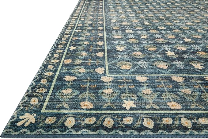 Loloi Rifle Paper Co. Eden Collection EDE-03 Lattice Indigo 5'-0" x 7'-6" Area Rug feat. CloudPile™