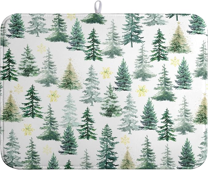 Christmas Trees Dish Drying Mat 18x24 Inch Large Size Winter Dish Dry Mats by farg