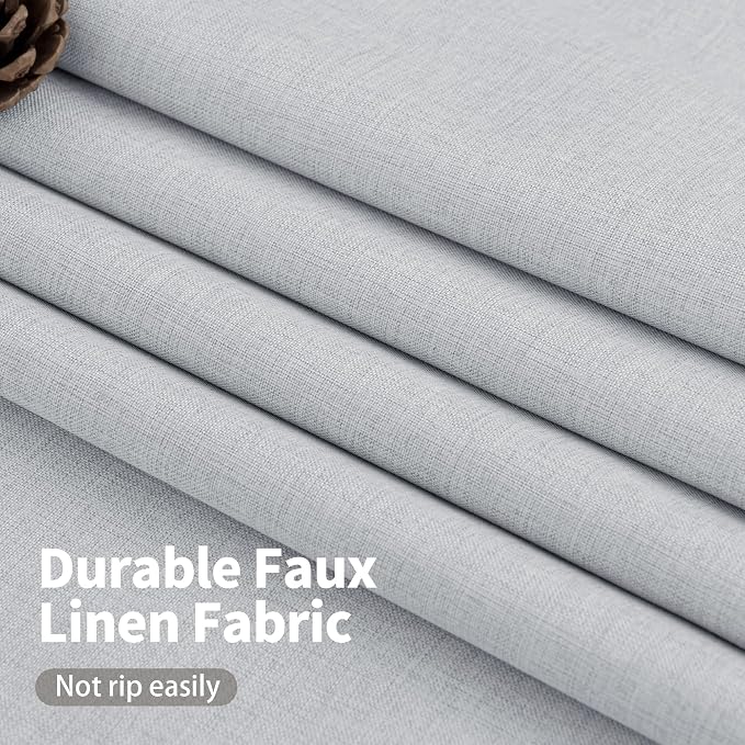 YoungsTex Light Grey Linen 100% Blackout Curtains - Image 5