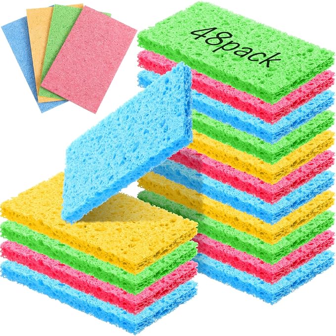 Zhengmy 48 Pieces Sponges Kitchen Compressed Sponges Bulk Natural Dish Sponge by Zhengmy