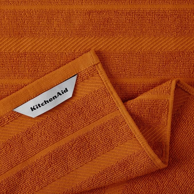 KitchenAid Albany Kitchen Towel 4-Pack Set, Honey Orange/White - Image 3