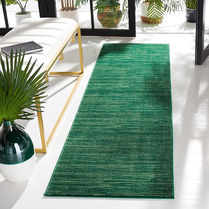 SAFAVIEH Vision Collection Runner Rug - 2'2" x 10', Dark Green, Modern Ombre Design, Non-Shedding & Easy to Clean, Ideal for Foyer, Hallway, Bedroom (VSN606Y)