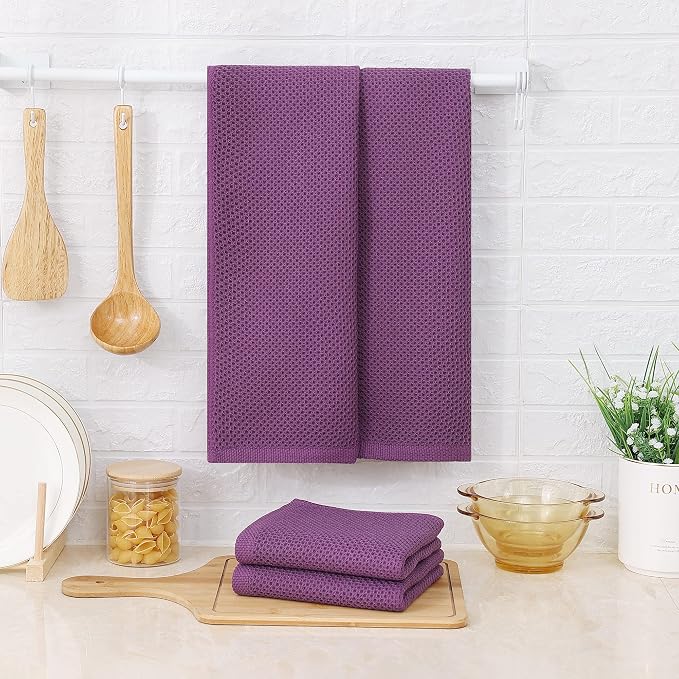 Kitinjoy 100% Cotton Waffle Weave Kitchen Hand Towels - Image 6