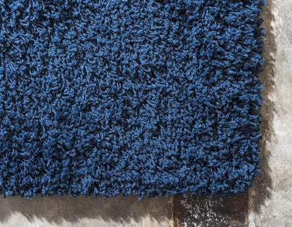 Unique Loom Solid Shag Collection Area Rug (3' 3" x 5' 3" Rectangle, Sapphire Blue/ Navy Blue)