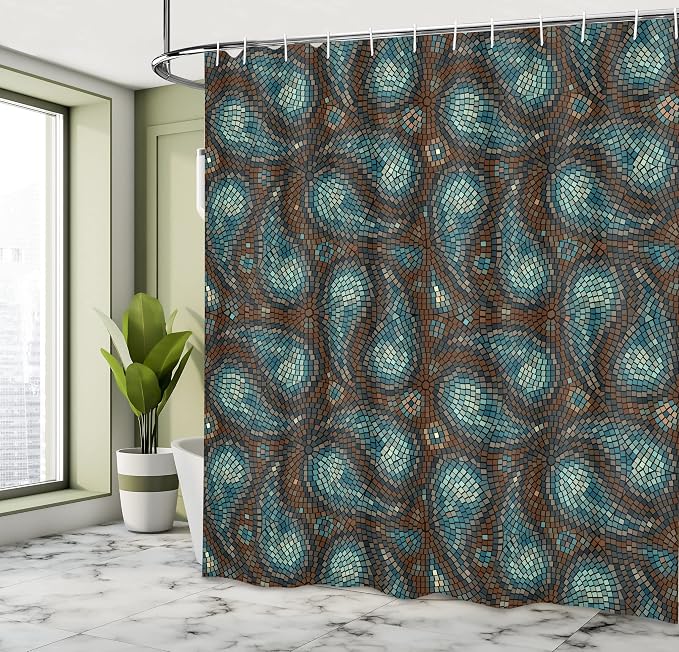 Ambesonne Paisley Shower Curtain, Modern Mosaic Like Circled Design - Image 4