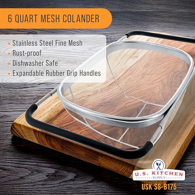 U.S. Kitchen Supply Stainless Steel Colander Strainer - Image 2