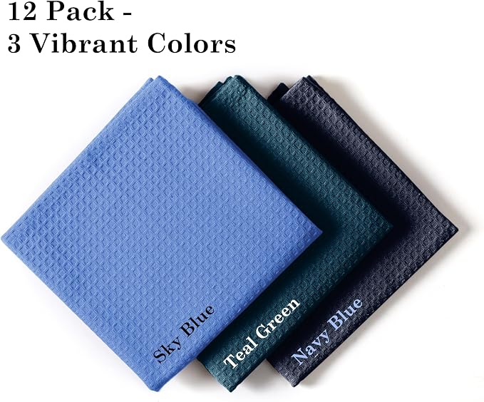Waffle Dishcloths, 12x12 Inch, Quick Drying, Machine Washable, 100% Cotton - Image 2