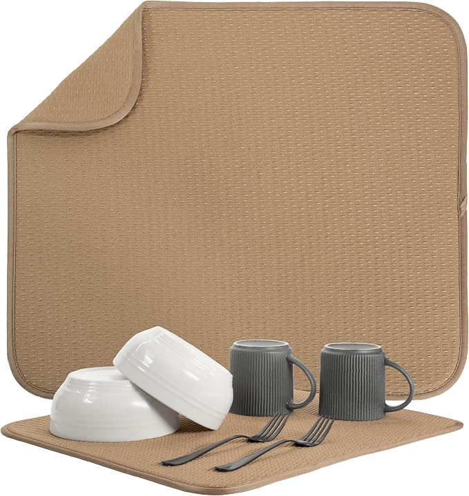 S&T INC. Dish Drying Mat, 16” x 18”, Absorbent Microfiber Kitchen Counter Mat by STINC