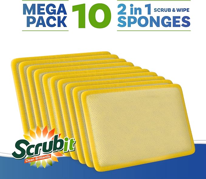 Scrub and Wipe Cleaning Pads – SCRUBIT Dual Sided Scouring Pad and Sponge - Image 4