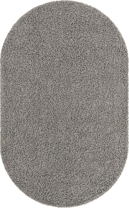 Unique Loom Solid Shag Collection Area Rug (5' 1" x 8' Oval, Cloud Gray)