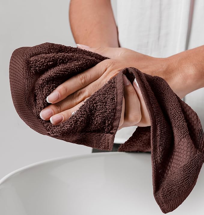 White Classic Luxury Cotton Washcloths 13x13 Inch - Image 8