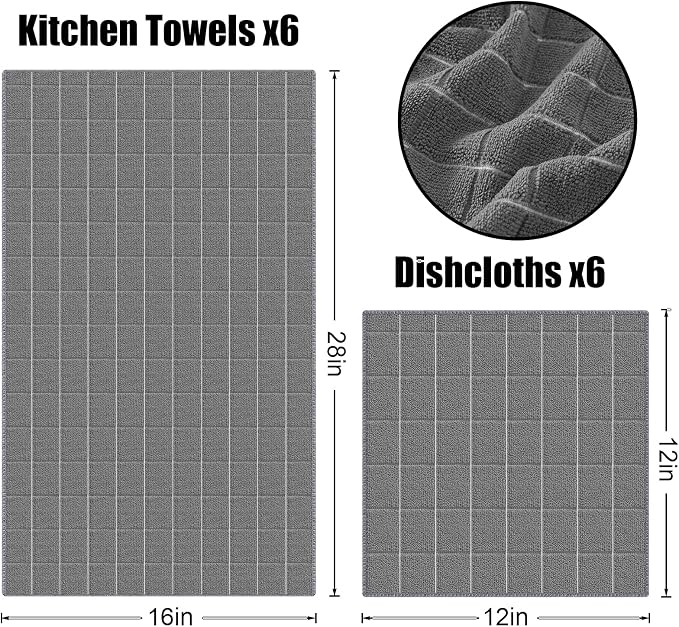 Homaxy Microfiber Kitchen Towels and Dishcloths Set, 20 Pack Soft and Absorbent - Image 6