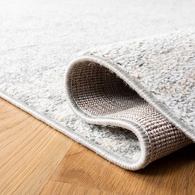 SAFAVIEH Tulum Collection Area Rug - 8' Square, Light Grey & Ivory, Moroccan Boho Tribal Design, Non-Shedding & Easy to Clean, Ideal for Living Room, Bedroom, Dining Space (TUL272F)