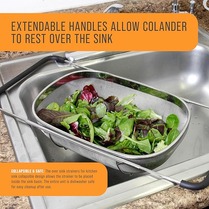 U.S. Kitchen Supply Stainless Steel Colander Strainer - Image 5