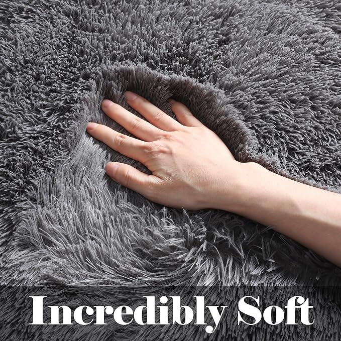 ONASAR Grey 6x9 Area Rugs for Living Room, Gray Large Fluffy Shag Rug for Bedroom, Washable Ultra Soft Plush Big Indoor Floor Carpet for Kids Girls Boys Baby Teen Dorm Nursery Home Decor Aesthetic