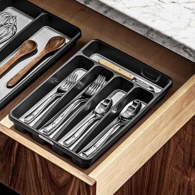 madesmart Classic Mini Silverware Tray, Soft Grip, Non-Slip Kitchen Drawer - Image 3