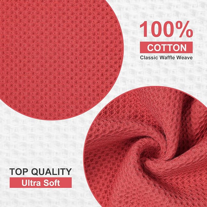 Kitinjoy 100% Cotton Kitchen Dish Cloths, 6 Pack Waffle Weave Ultra Soft - Image 2