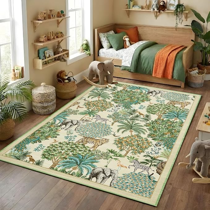 GarveeHome Jungle Animal Print Rug 3x5 Washable Area Rugs - Image 2