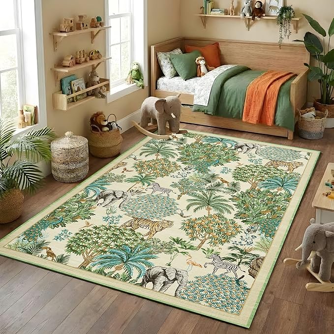 GarveeHome Jungle Animal Print Rug 4x6 Washable Area Rugs by GarveeHome
