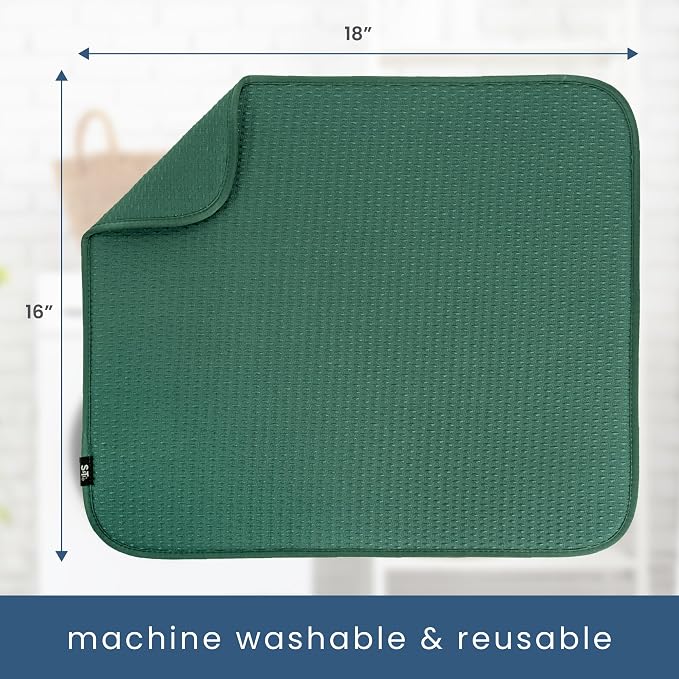 S&T INC. Dish Drying Mat, 16” x 18”, Absorbent Microfiber Kitchen Counter Mat - Image 7