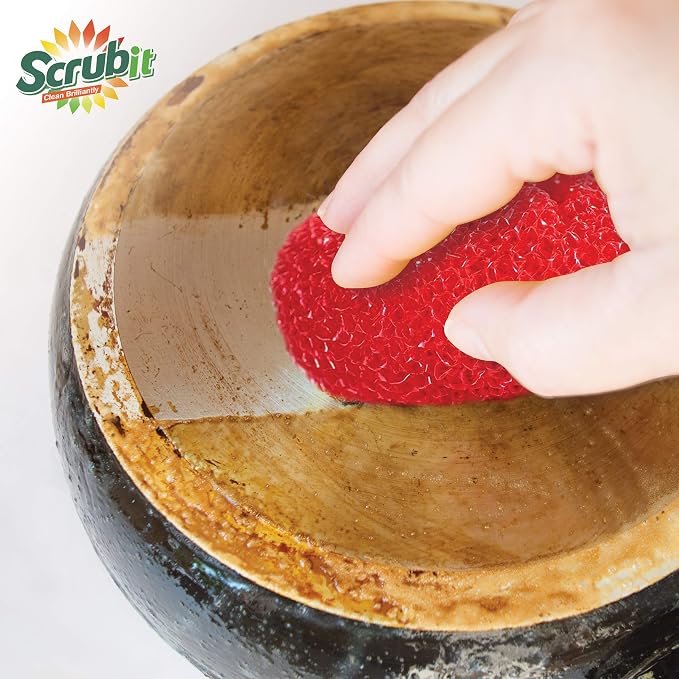 SCRUBIT 18 Round Nylon Dish Scrubber Scouring Pads - Image 2