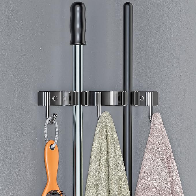 Heavy Duty Broom and Mop Holder Wall Mounted - Image 2