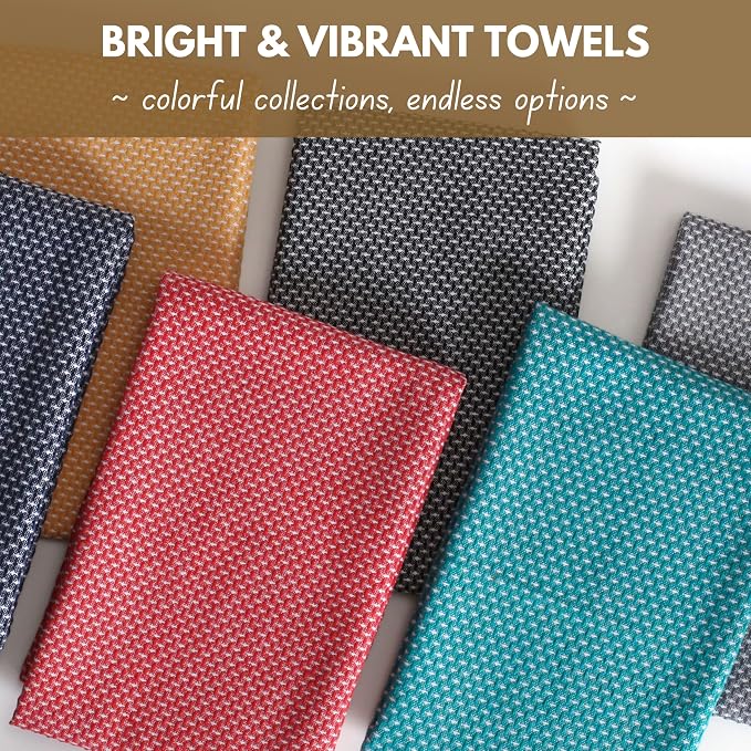 Native Fab 4 Pack Dotted Pattern Kitchen Dish Towels Cotton Super Absorbent - Image 4