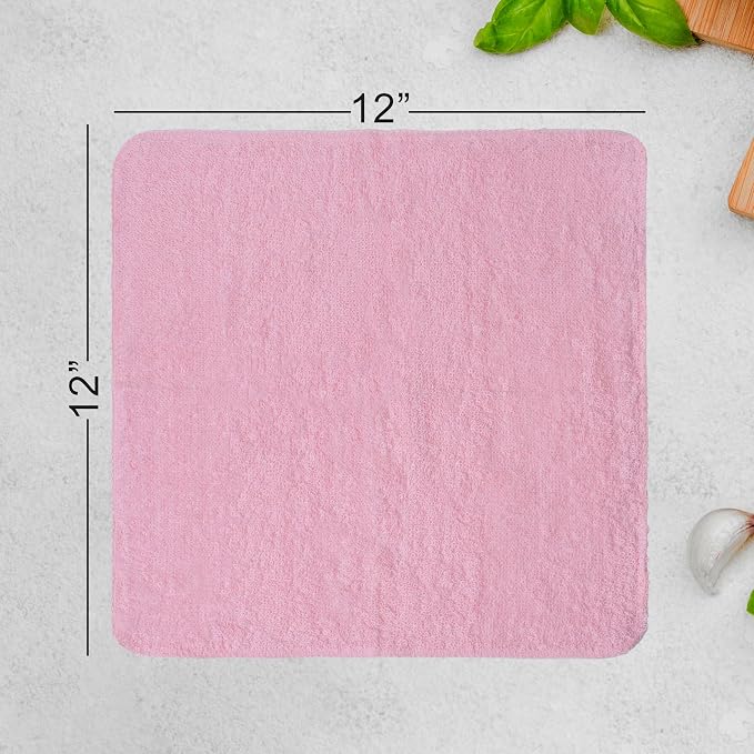 Textila Terry Wash Cloths – Pack of 10, Baby Pink, 12x12 Inches – Soft - Image 4