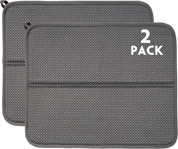 2 Pack Dish Drying Mat, Absorbent Microfiber Dish Drying Mat by FRESHMINT